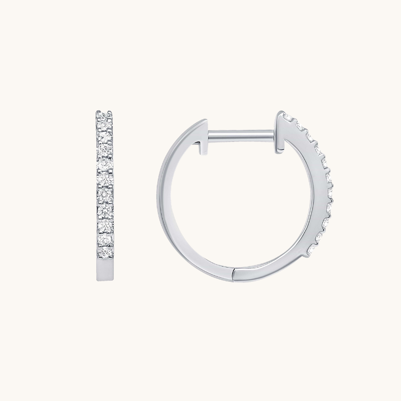 Classic 0.40 TCW Round Cut Moissanite Huggies Earrings in Gold 3