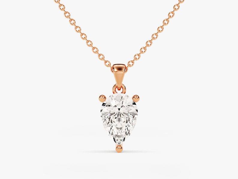 1.50 CT Pear Moissanite Diamond Solitaire Pendant Necklace in Solid Gold 3