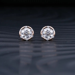 2.0 TCW Round Cut Moissanite Stud Earrings in Gold