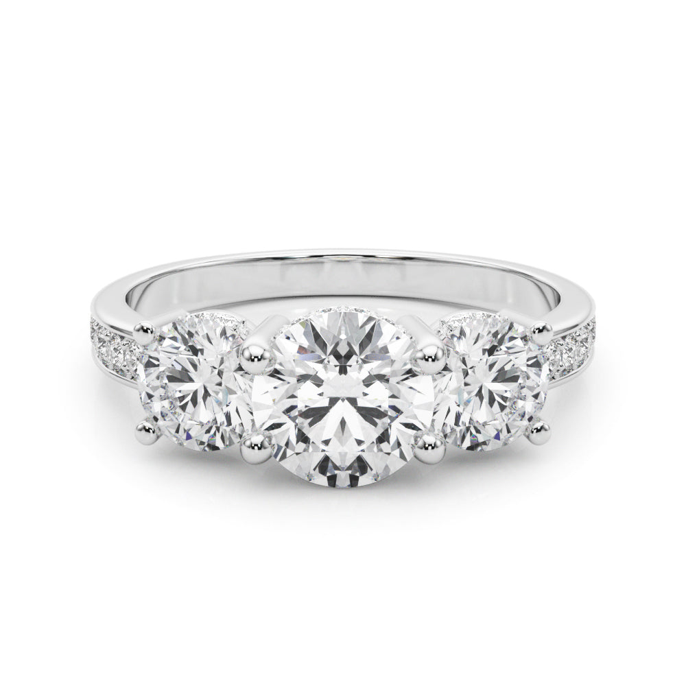 Stunning 0.50-1.50 CT Round Moissanite Engagement Ring With Three Stone & Hidden Halo Design 1