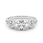 Stunning 0.50-1.50 CT Round Moissanite Engagement Ring With Three Stone & Hidden Halo Design 1