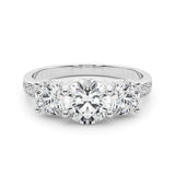 Stunning 0.50-1.50 CT Round Moissanite Engagement Ring With Three Stone & Hidden Halo Design 1