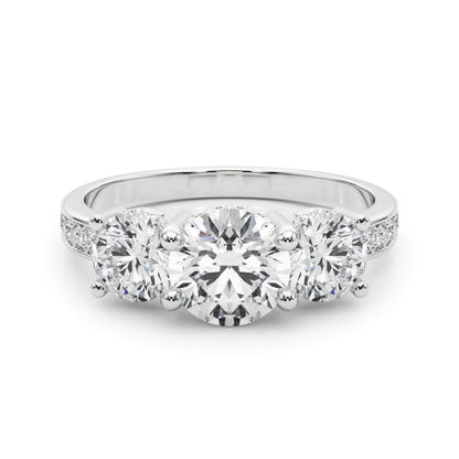 Stunning 0.50-1.50 CT Round Moissanite Engagement Ring With Three Stone & Hidden Halo Design 1