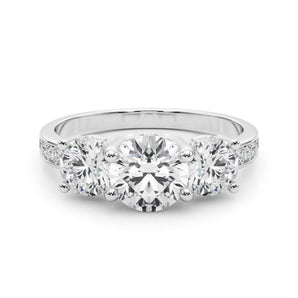 Stunning 0.50-1.50 CT Round Moissanite Engagement Ring With Three Stone & Hidden Halo Design