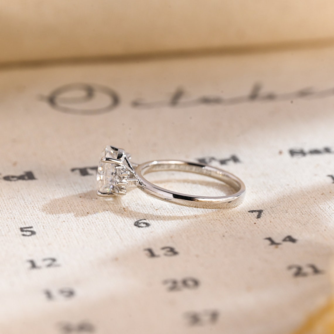 Stunning 2.0 CT Oval Moissanite Engagement Ring with Cluster Design 7