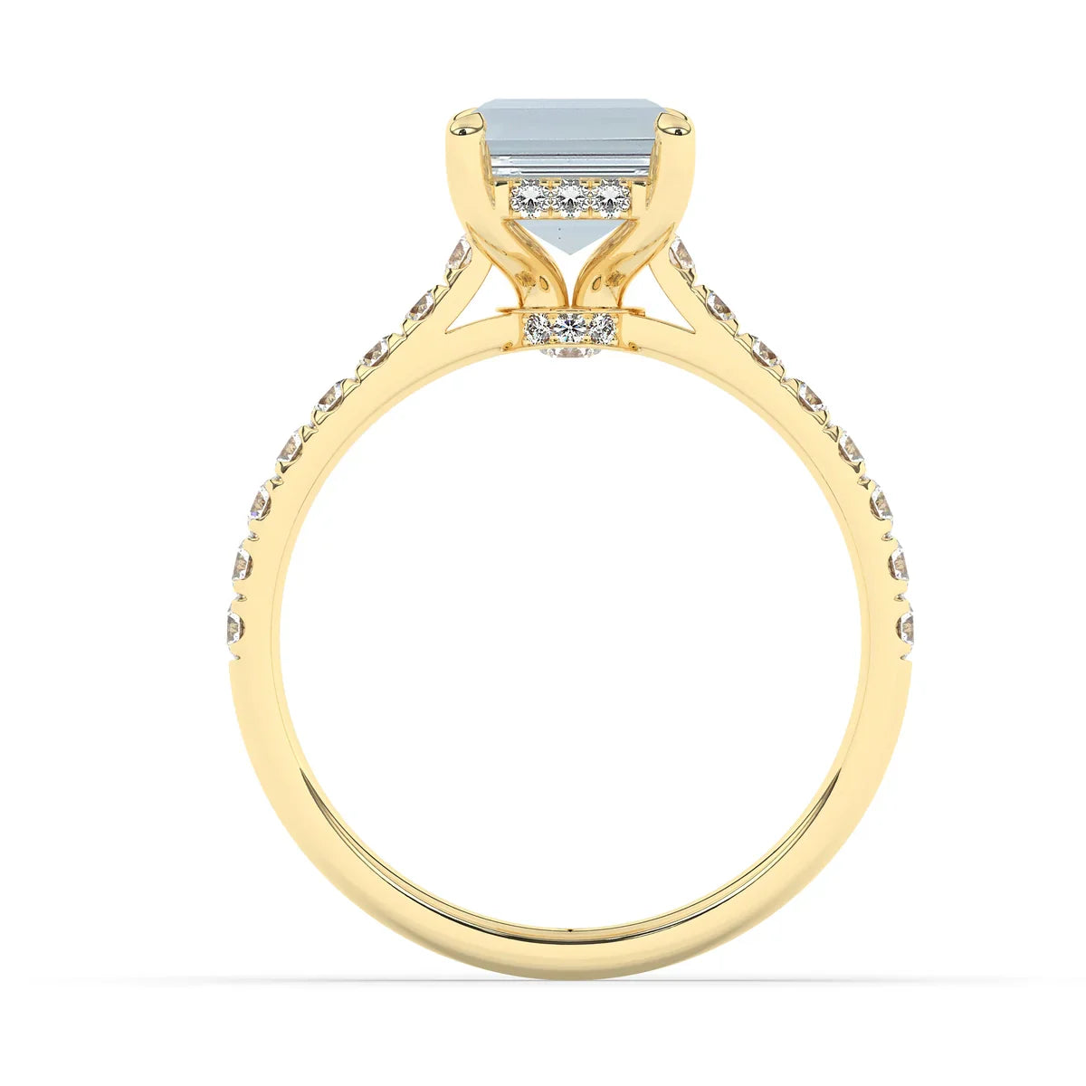 Stunning 3.0 CT Emerald Moissanite Engagement Ring with Double Hidden Halo & Pave Design 4