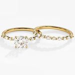 1.50 CT Round Cut Moissanite Pave Bridal Ring Set with Pave Wedding Bands 1