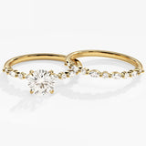 1.50 CT Round Cut Moissanite Pave Bridal Ring Set with Pave Wedding Bands 1
