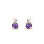 0.15 CT Round Amethyst Lab Made Diamond- February Birthstone Studs 1