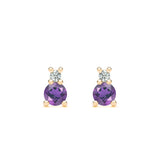 0.15 CT Round Amethyst Lab Made Diamond- February Birthstone Studs 1