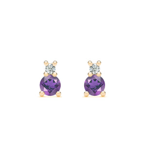 0.15 CT Round Amethyst Lab Made Diamond- February Birthstone Studs