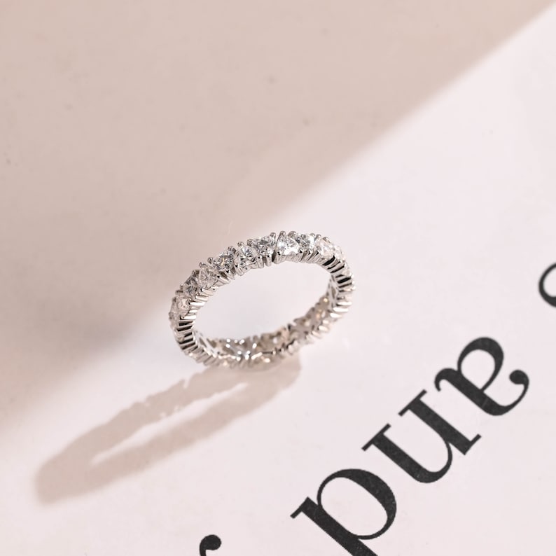 Stunning 0.3 TCW Round Moissanite Stones Half Eternity Wedding Band 8