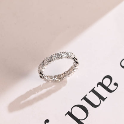 Stunning 0.3 TCW Round Moissanite Stones Half Eternity Wedding Band 8