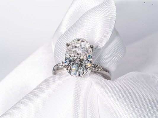 Classic 3.50 CT Oval Moissanite Engagement Ring with Cluster Design 1