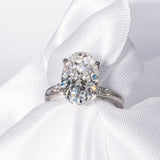 Stunning 3.5 CT Oval Shape Moissanite Engagement Ring with Cluster Design 1