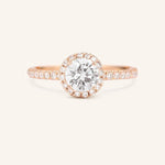 Stunning 1.0 CT Round Moissanite Engagement Ring with Halo & Pave Design 5