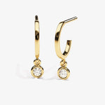 0.10 TCW Round Cut Moissanite Bezel Drop Earrings in Gold 1