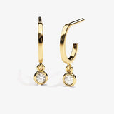 0.10 TCW Round Cut Moissanite Bezel Drop Earrings in Gold 1