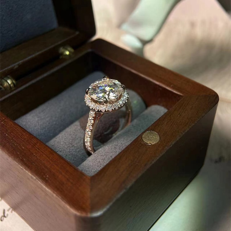 Stunning 4.0 CT Round Moissanite Engagement Ring with Halo & Pave Design 2