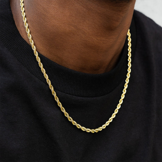 Polished Finish Rope Chain Silver Necklace For Him 1