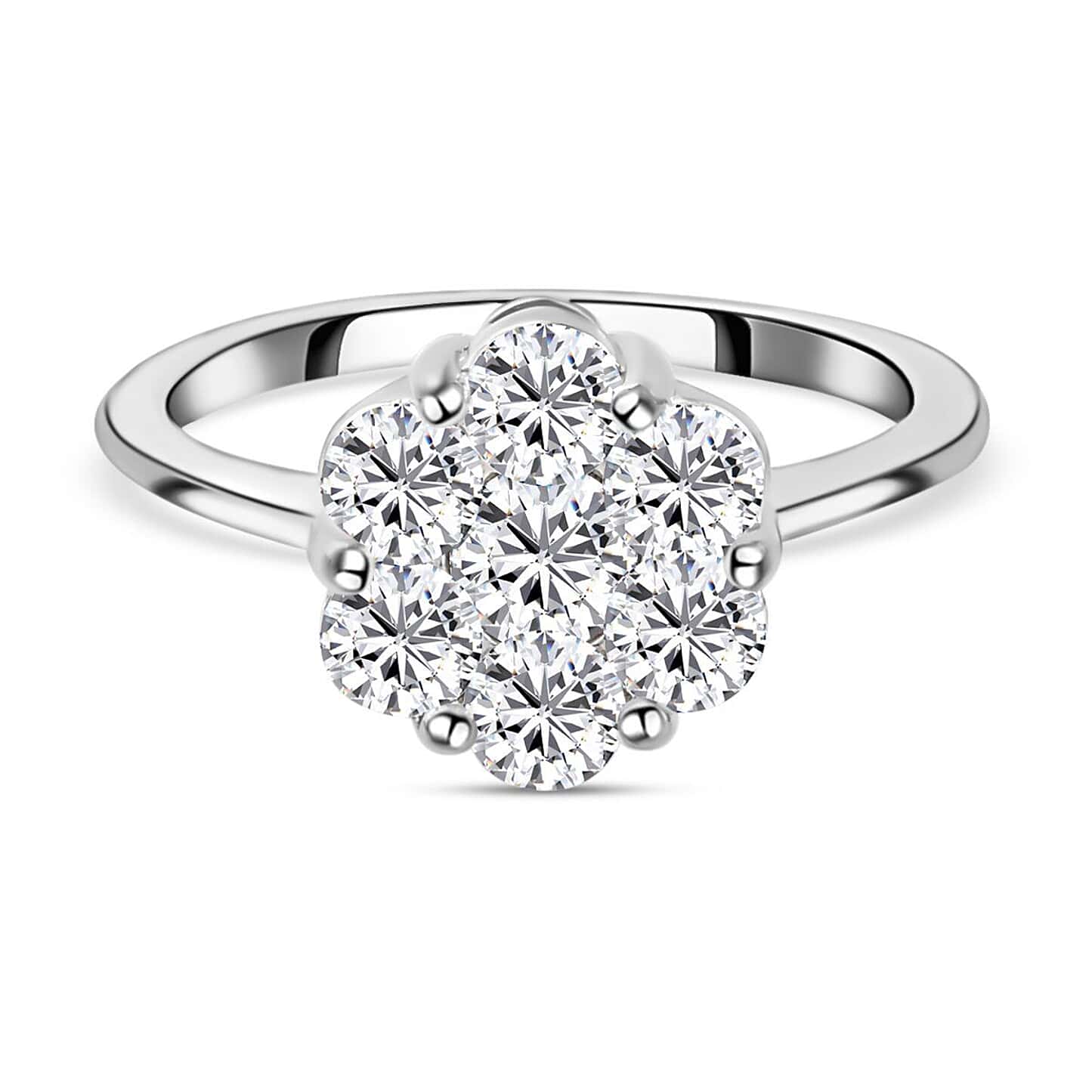 Round Cut Cubic Zirconia in 925 Sterling Silver Ring 1