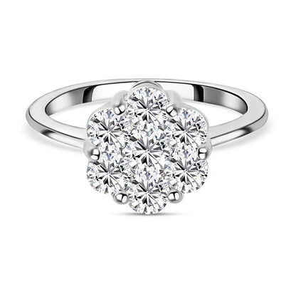 Round Cut Cubic Zirconia in 925 Sterling Silver Ring 1