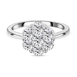 Round Cut Cubic Zirconia in 925 Sterling Silver Ring