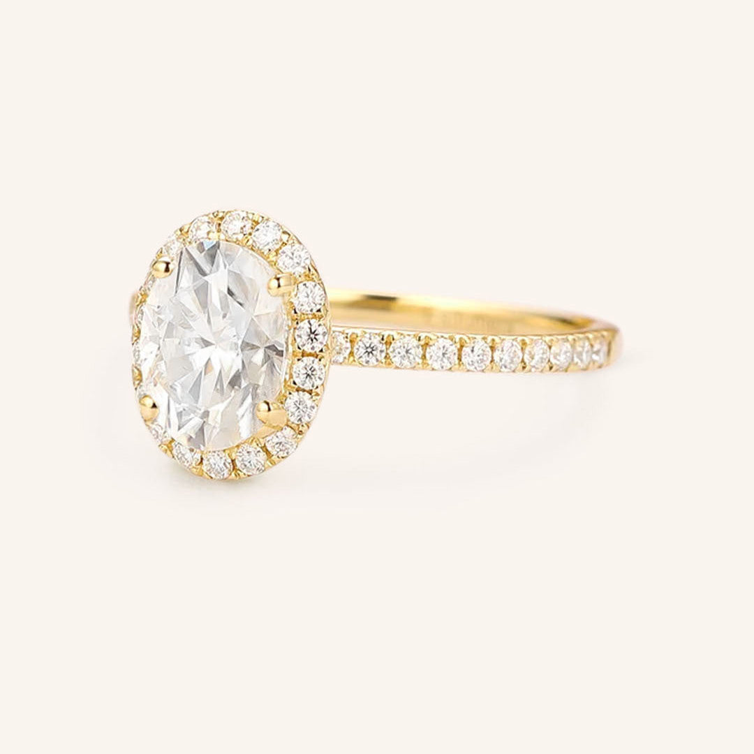 Stunning 1 CT Oval Moissanite Engagement Ring With Halo & Pave Design 2