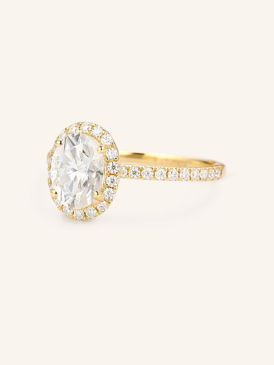 Stunning 1 CT Oval Moissanite Engagement Ring With Halo & Pave Design 2