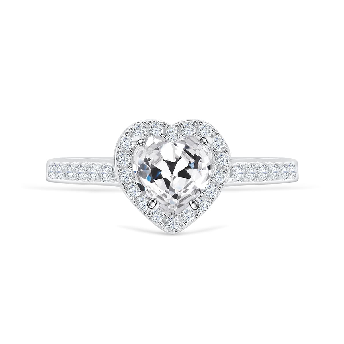 Stunning 1.5 CT Heart Moissanite Engagement Ring with Pave & Halo Design 1