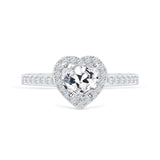 Stunning 1.5 CT Heart Moissanite Engagement Ring with Pave & Halo Design 1