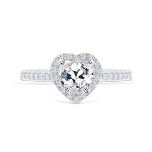 Stunning 1.5 CT Heart Moissanite Engagement Ring with Pave & Halo Design