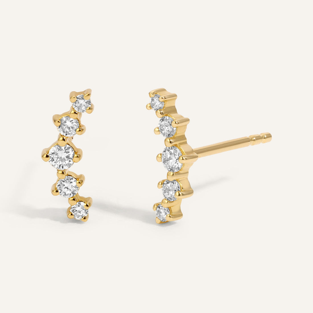 0.20 TCW Round Cut Moissanite Curved Bar Earrings in Gold 1