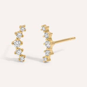 0.20 TCW Round Cut Moissanite Curved Bar Earrings in Gold