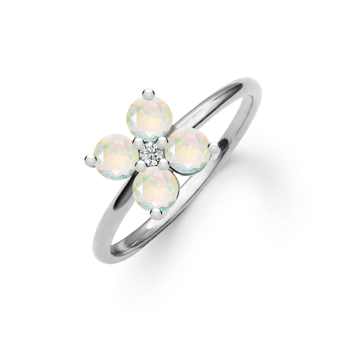 1.0 TCW Round Opal Lab Made Diamond- October Birthstone Engagement Ring 5