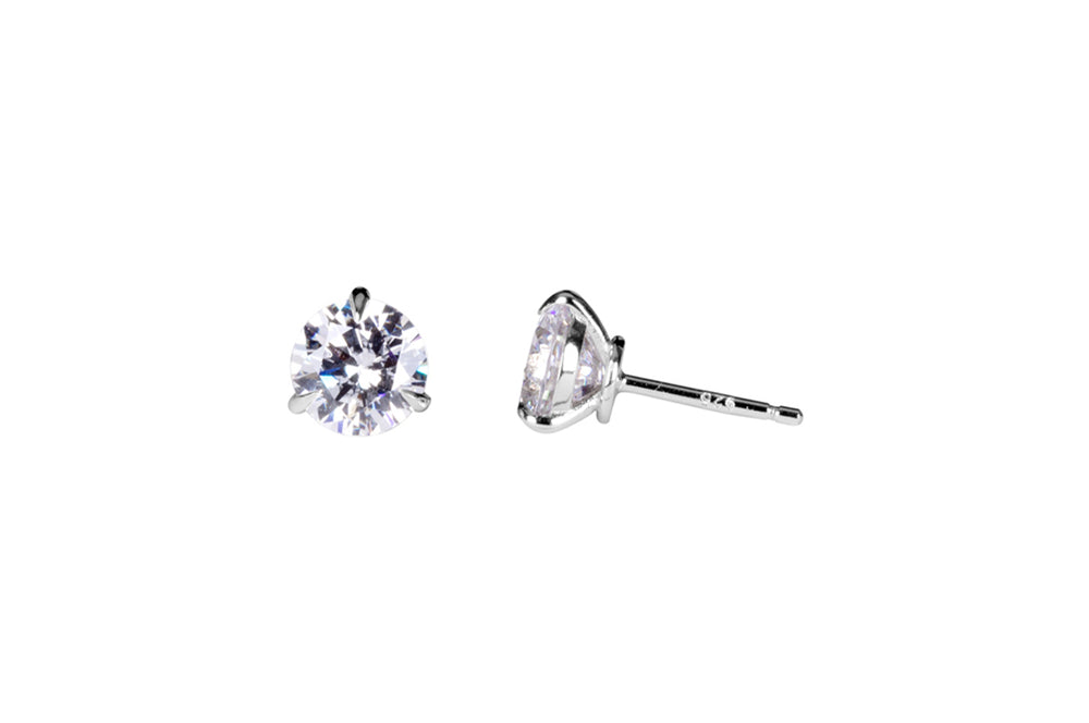 Round Cut Cubic Zirconia in 925 Sterling Silver Earrings 4