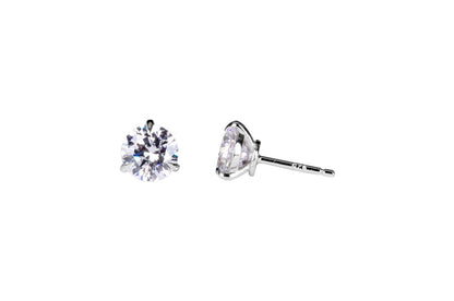 Round Cut Cubic Zirconia in 925 Sterling Silver Earrings 4