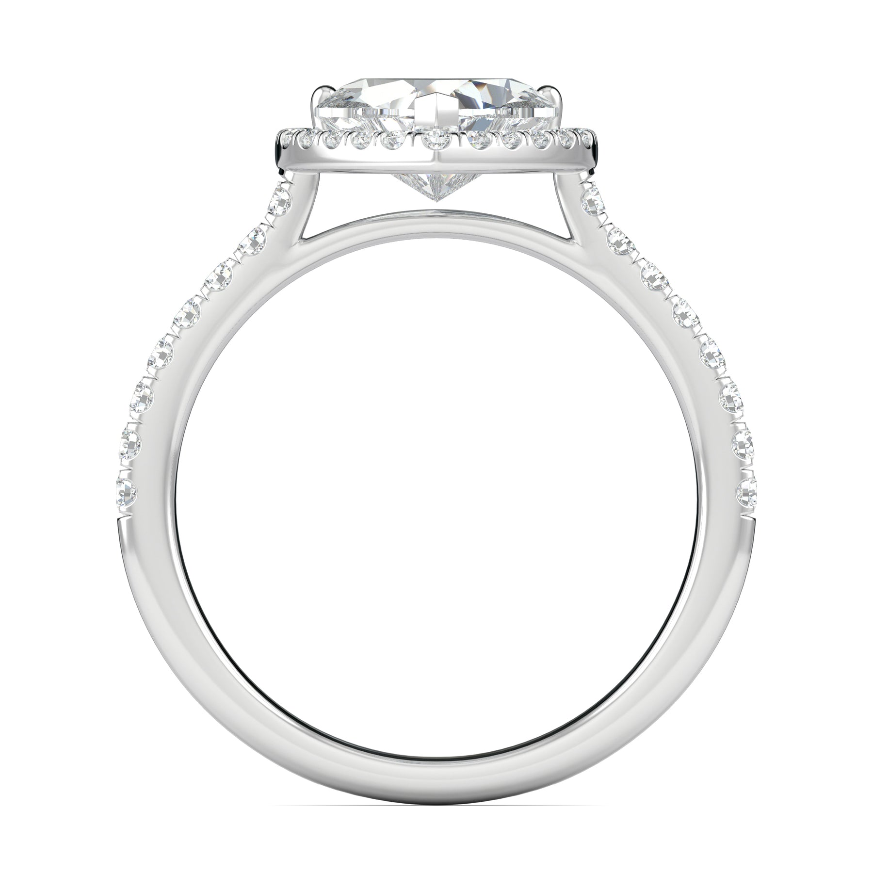 Stunning 0.5 CT Heart Moissanite Engagement Ring With Halo & Pave Design 3
