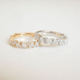 Stunning 0.4 TCW Marquise & Round Moissanite Stones in Half Eternity Wedding Band 7