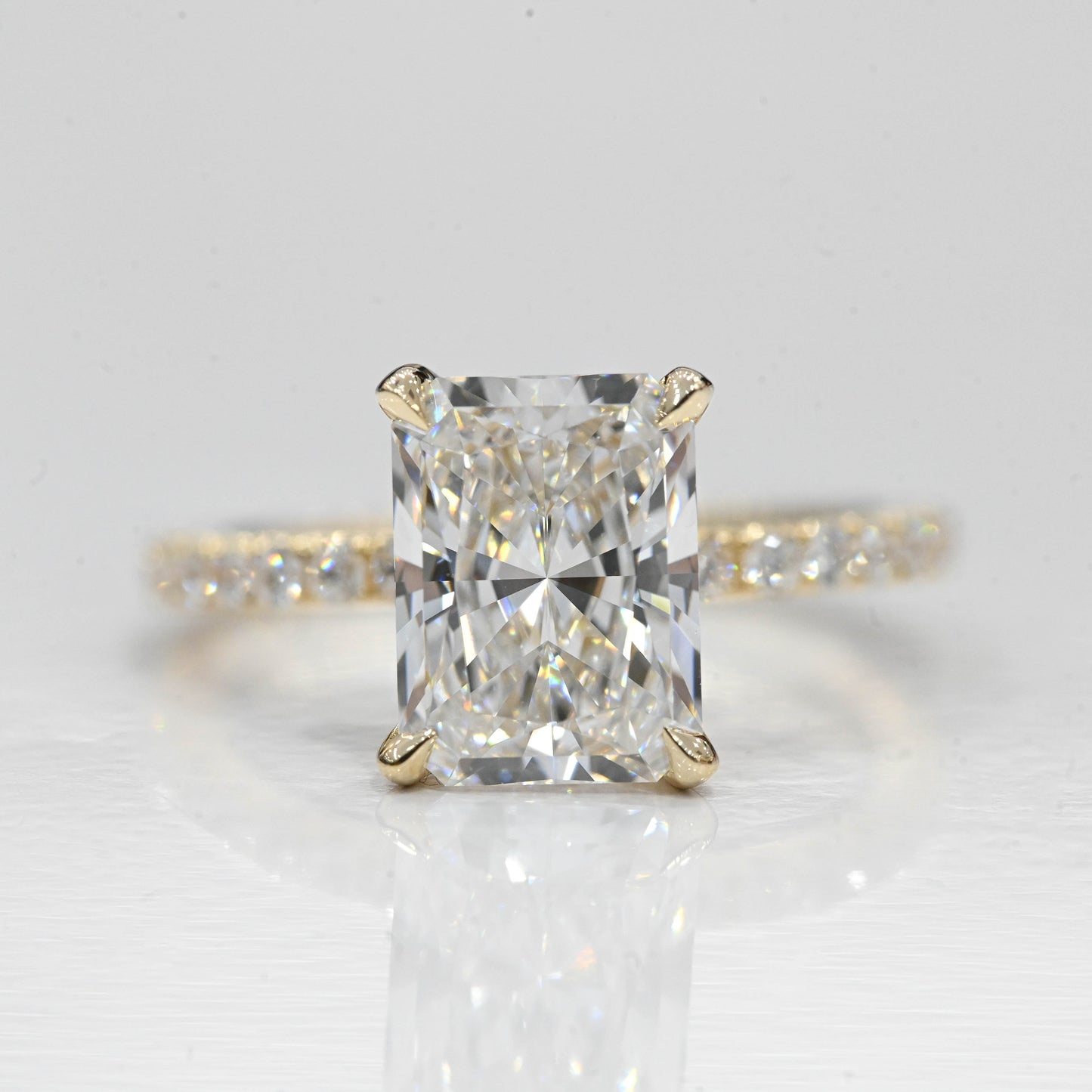 Stunning 3.0 CT Radiant Cut Moissanite Engagement Ring with Hidden Halo & Pave Design 1