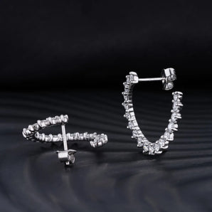 4.0 TCW Round Cut Moissanite Huggies Earrings in Gold