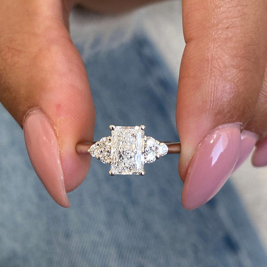Classic 1.0 CT Radiant Moissanite Engagement Ring with Cluster Design 1