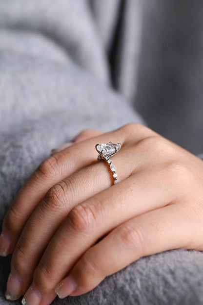 Stunning 1.0 - 2.0 CT Pear Moissanite Engagement Ring with Pave Design 4