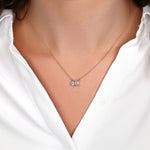 0.50 CT Emerald & Pear Moissanite Diamond Two Stone Pendant Necklace in Solid Gold 4