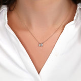 0.50 CT Emerald & Pear Moissanite Diamond Two Stone Pendant Necklace in Solid Gold 4