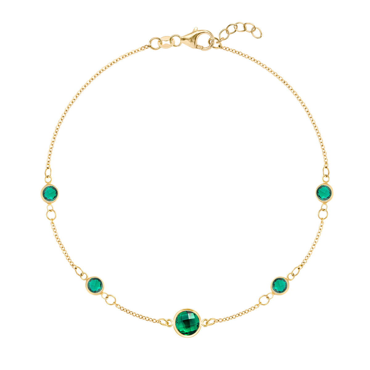 0.25 CT Round Emerald Lab Made Diamond-May Birthstone Dainty Bracelet 1