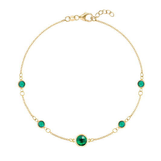 0.25 CT Round Emerald Lab Made Diamond-May Birthstone Dainty Bracelet 1