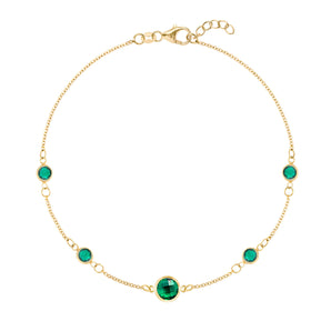 0.25 CT Round Emerald Lab Made Diamond-May Birthstone Dainty Bracelet