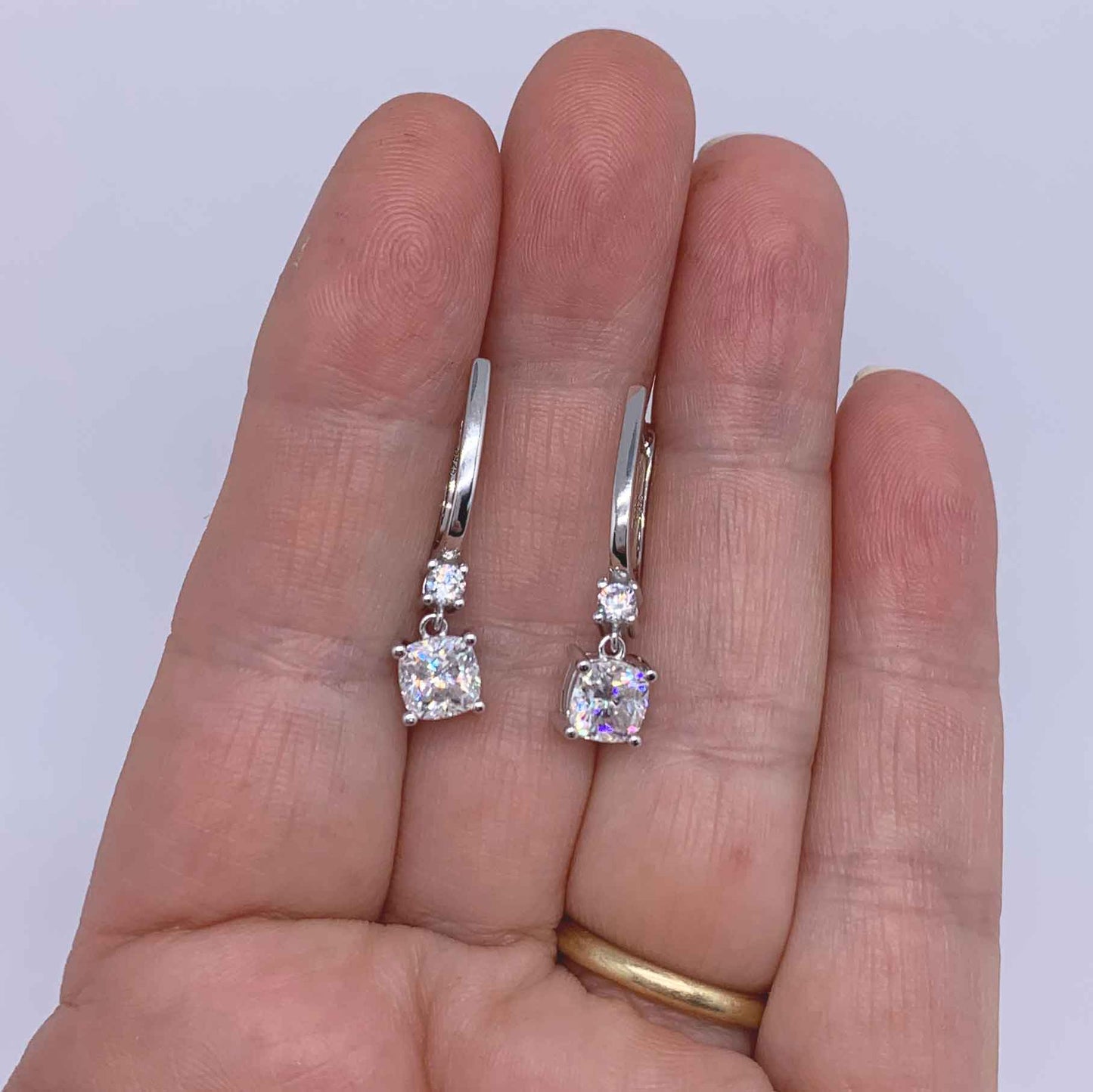 Round Cut Cubic Zirconia in 925 Sterling Silver Earrings 6