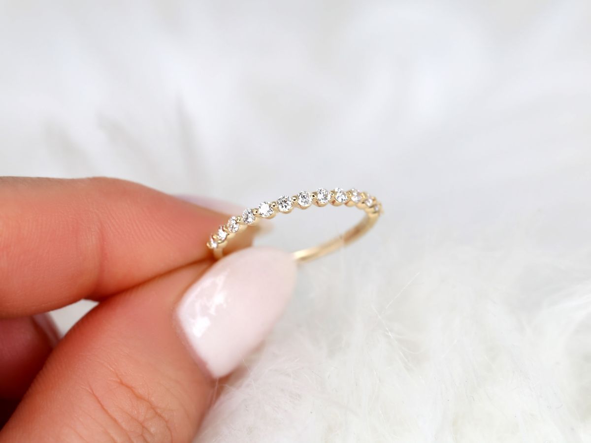 Stunning 0.35 TCW Round Moissanite Stones Half Eternity Wedding Bands 9